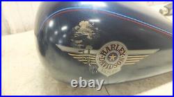 04 Harley Davidson FLSTF Softail Gas Carburant Bleu Pétrole Réservoir