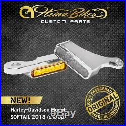 Heinzbikes Clignotants LED Guidon Harley Davidson Softail Fat Bob 114 2018 Chrom