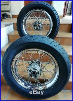 Paire De Roues Ballon 16 Pouces A Rayons Av & Ar Harley Davidson Softail Deluxe