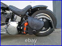 Sacoches Fortuna Noir Valise en Cuir Harley Davidson Moto Softail Cuir