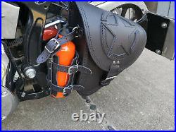 Sacoches Fortuna Noir Valise en Cuir Harley Davidson Moto Softail Cuir