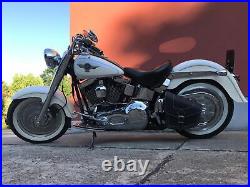 Valise en Cuir Odin Noir/Blanc Harley Davidson Softail Bagages Valise Moto HD